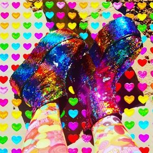 Rainbow sequin yru platforms